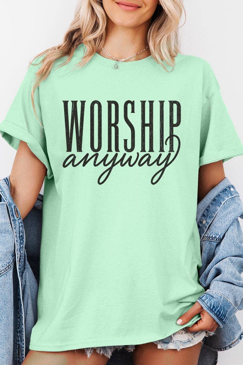 COLORBEAR - Worship Anyway Graphic Plus Heavy Cotton Tee