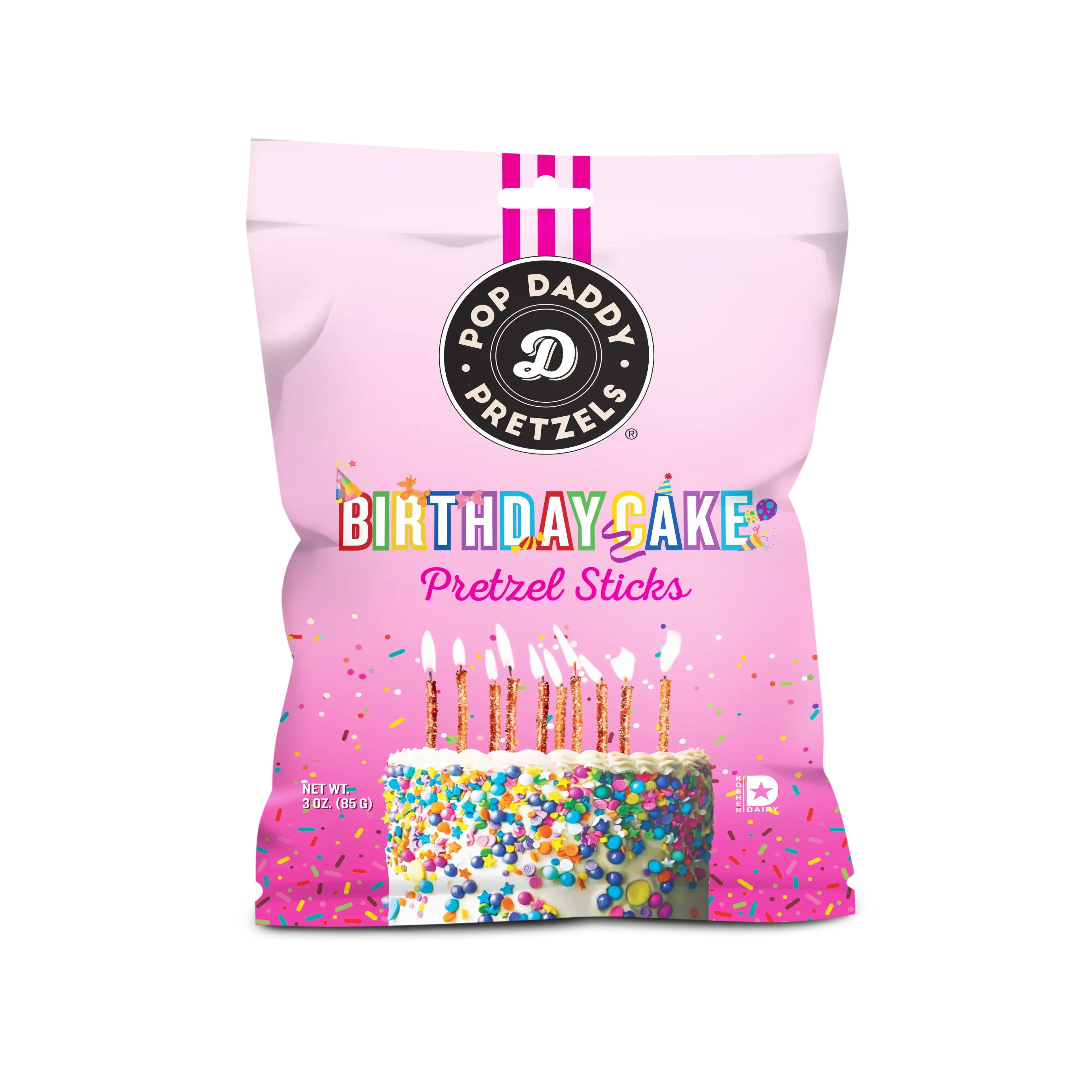 Pop Daddy Snacks - Seasoned Pretzels - 3oz - Birthday Cake (NEW 12CT)