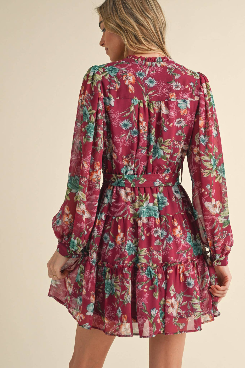 EXCLUSIVE PRINT PUFF SLEEVE BUTTON DOWN MINI DRESS