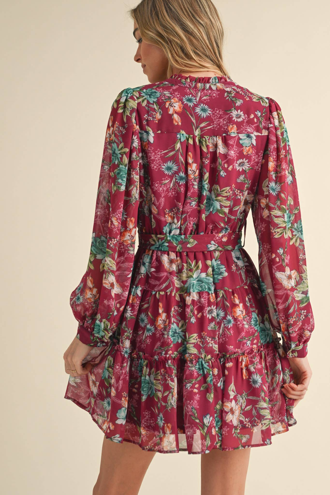 EXCLUSIVE PRINT PUFF SLEEVE BUTTON DOWN MINI DRESS