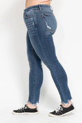 Judy Blue Jeans - HW Skinny w/ Destroy & Shark Bit Hem - PLUS