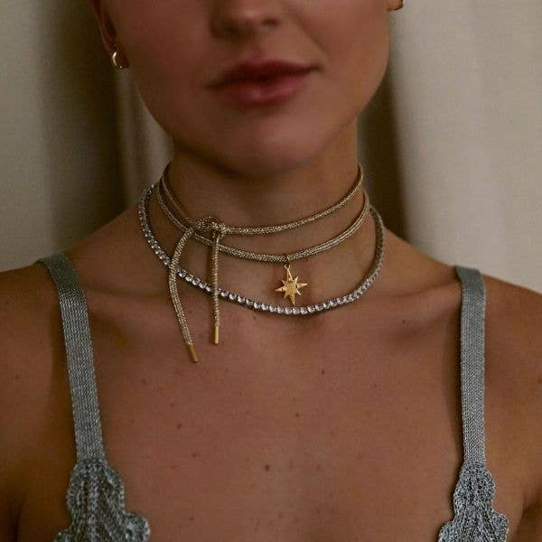 HART - Star Compass Charm with Gold Lurex Necklace Cord