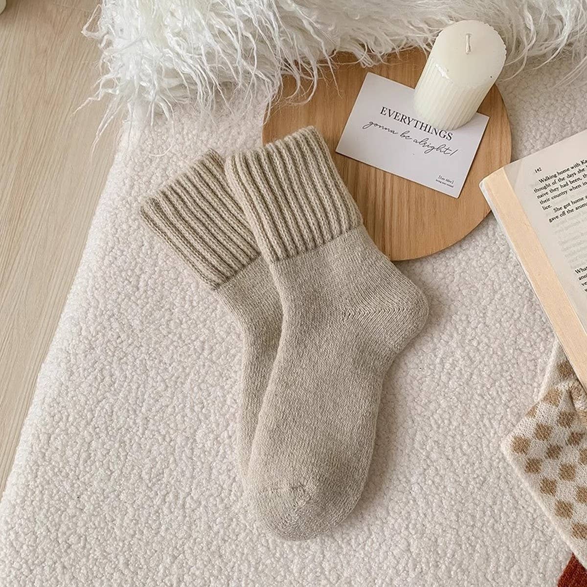 Thick Crew Socks Women Winter Warm Cozy