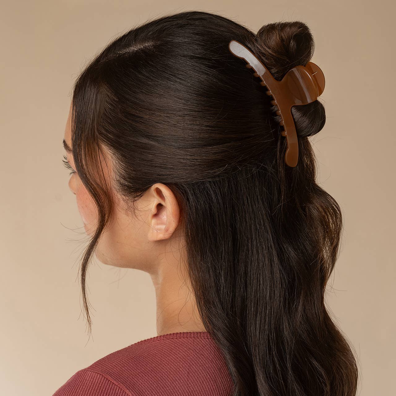 KITSCH - Recycled Plastic Large Arched Clip - Mocha