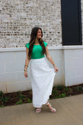 Eyelet Embroidered Side Zipper A Line Maxi Skirt