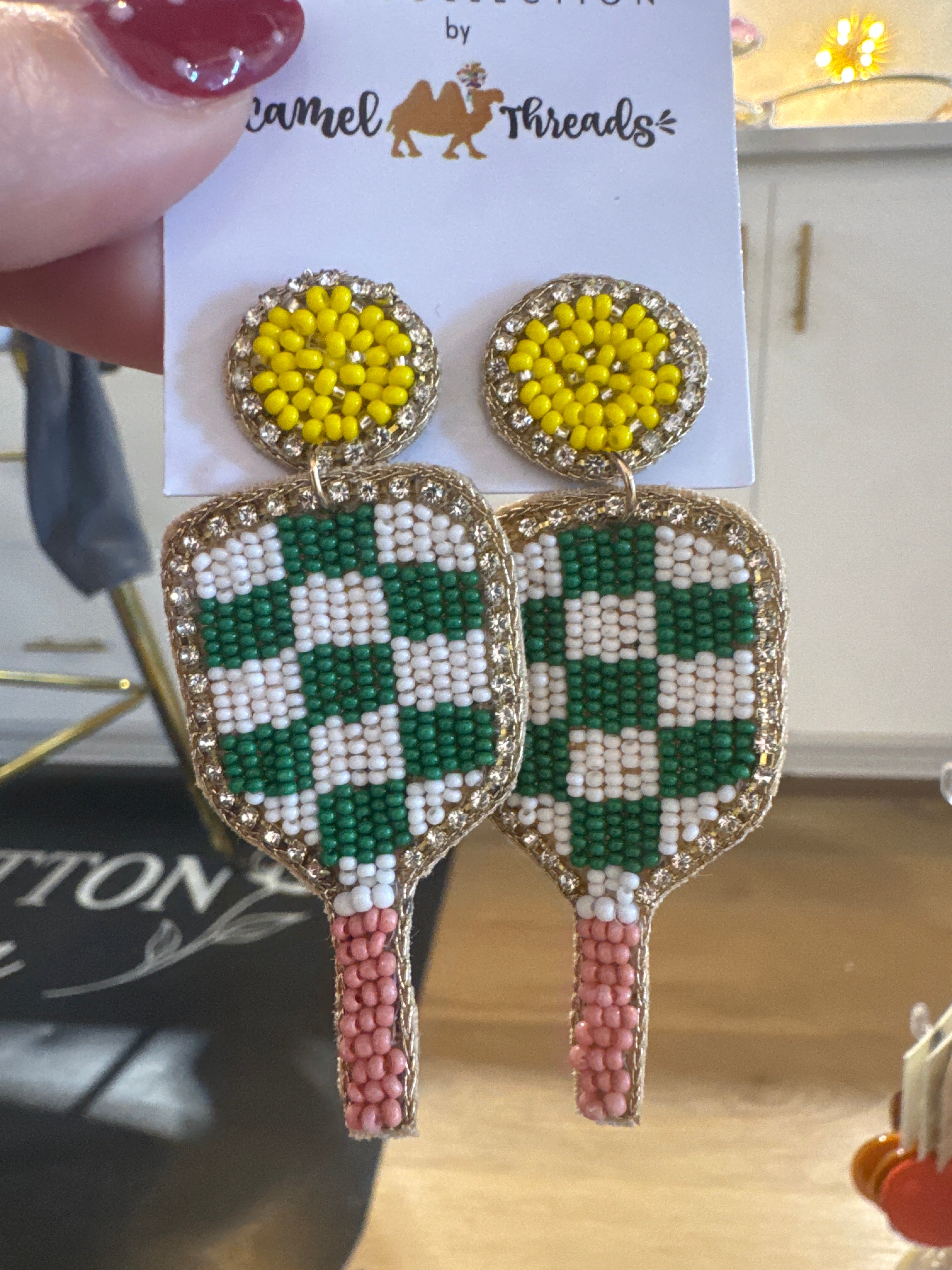 Beaded Pickle Ball Paddle Earring