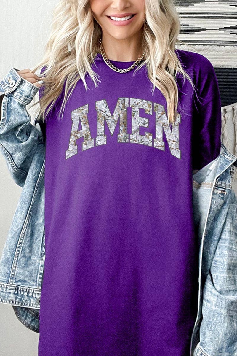 COLORBEAR - Amen Camo Wood Graphic Heavy Cotton Tee