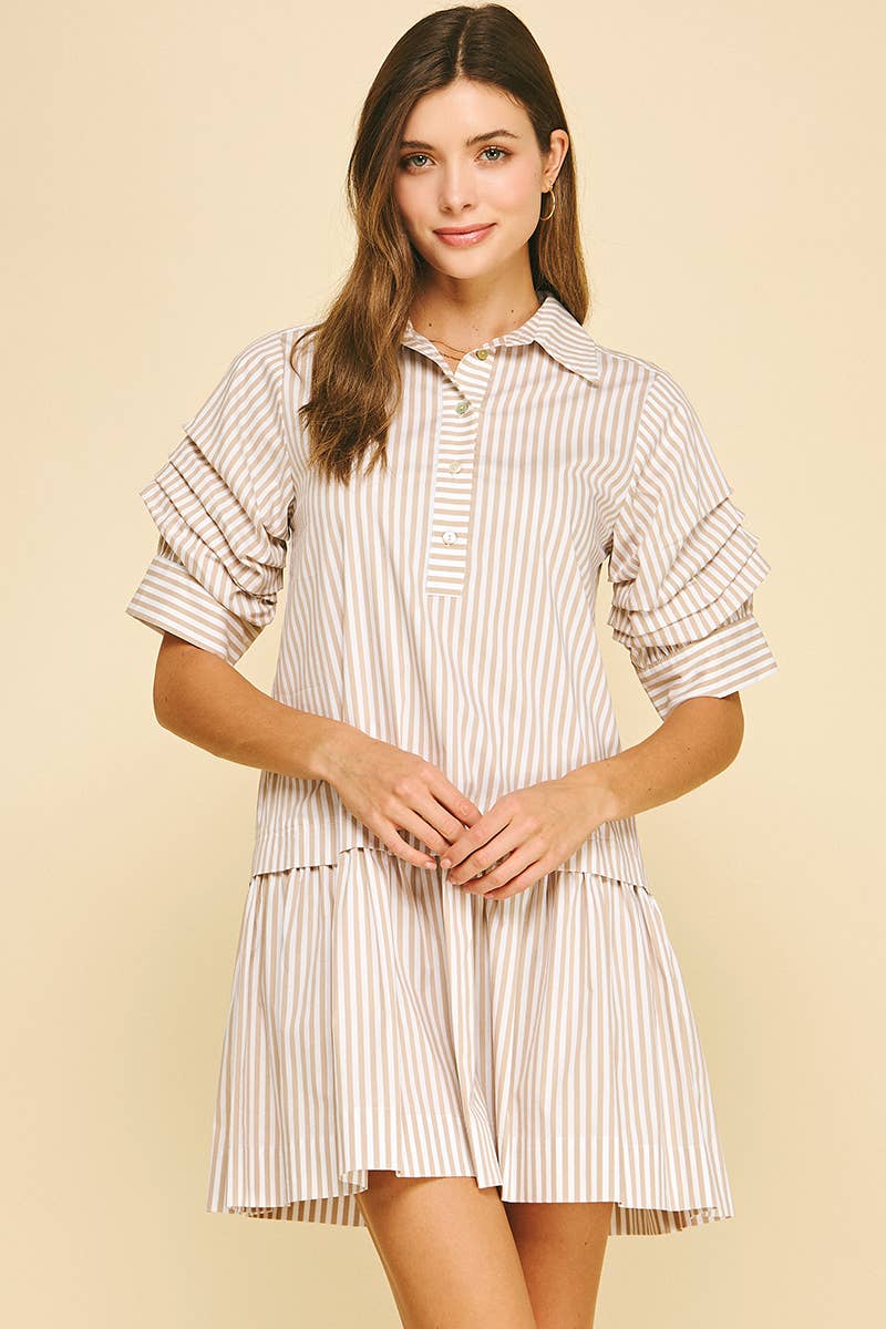 PINCH - STRIPE BUTTON DOWN MINI DRESS - 6603DA