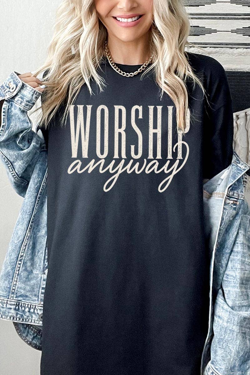 COLORBEAR - Worship Anyway Graphic Plus Heavy Cotton Tee