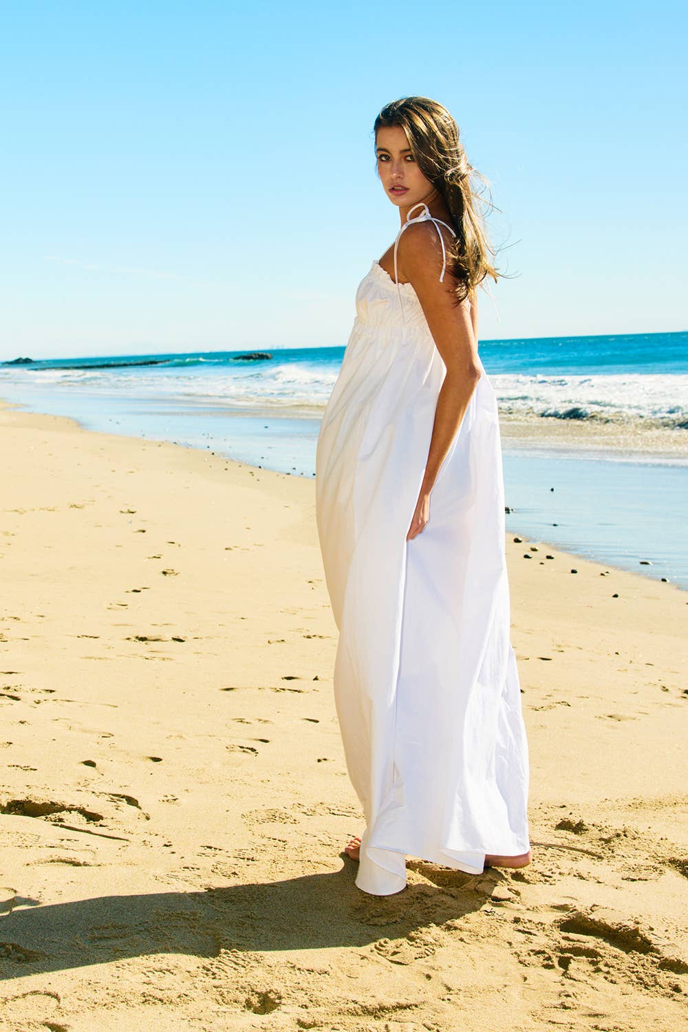 Smocked Bodice Cotton Maxi Dress
