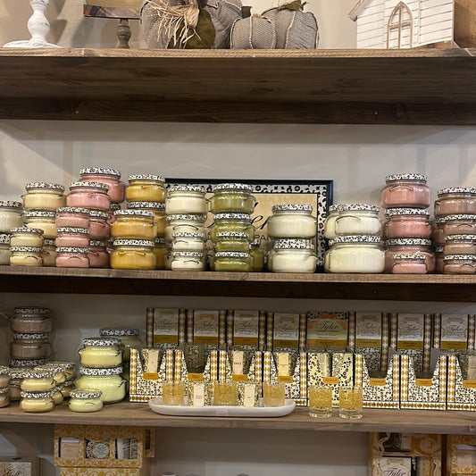 Assorted Tyler Candle Company candles.