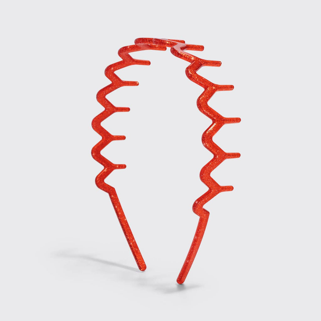 KITSCH - Recycled Plastic Zigzag Headbands 2pc Set - Gold & Red