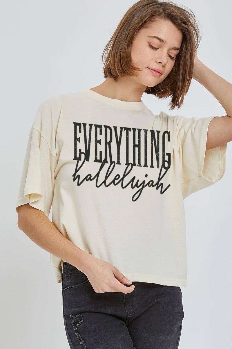 Everything Hallelujah Graphic Relaxed Crop Top