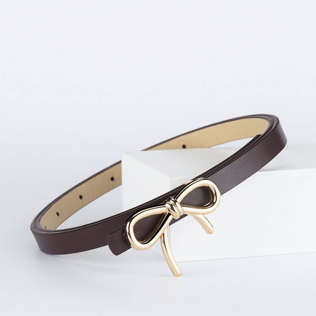 Bow Leather Skinny Belt
