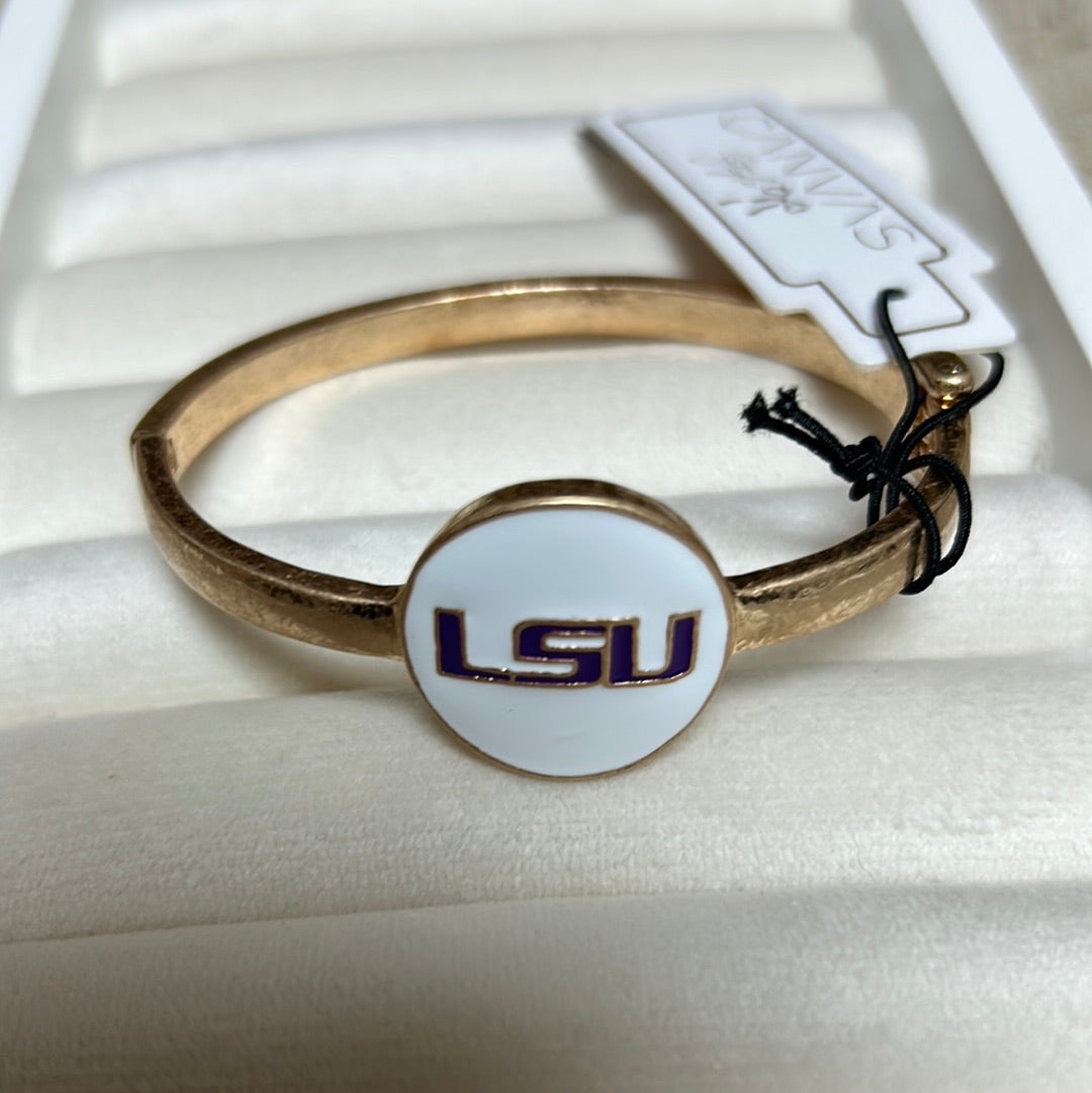 Louisiana State University College Hinge Statement Bracelet.