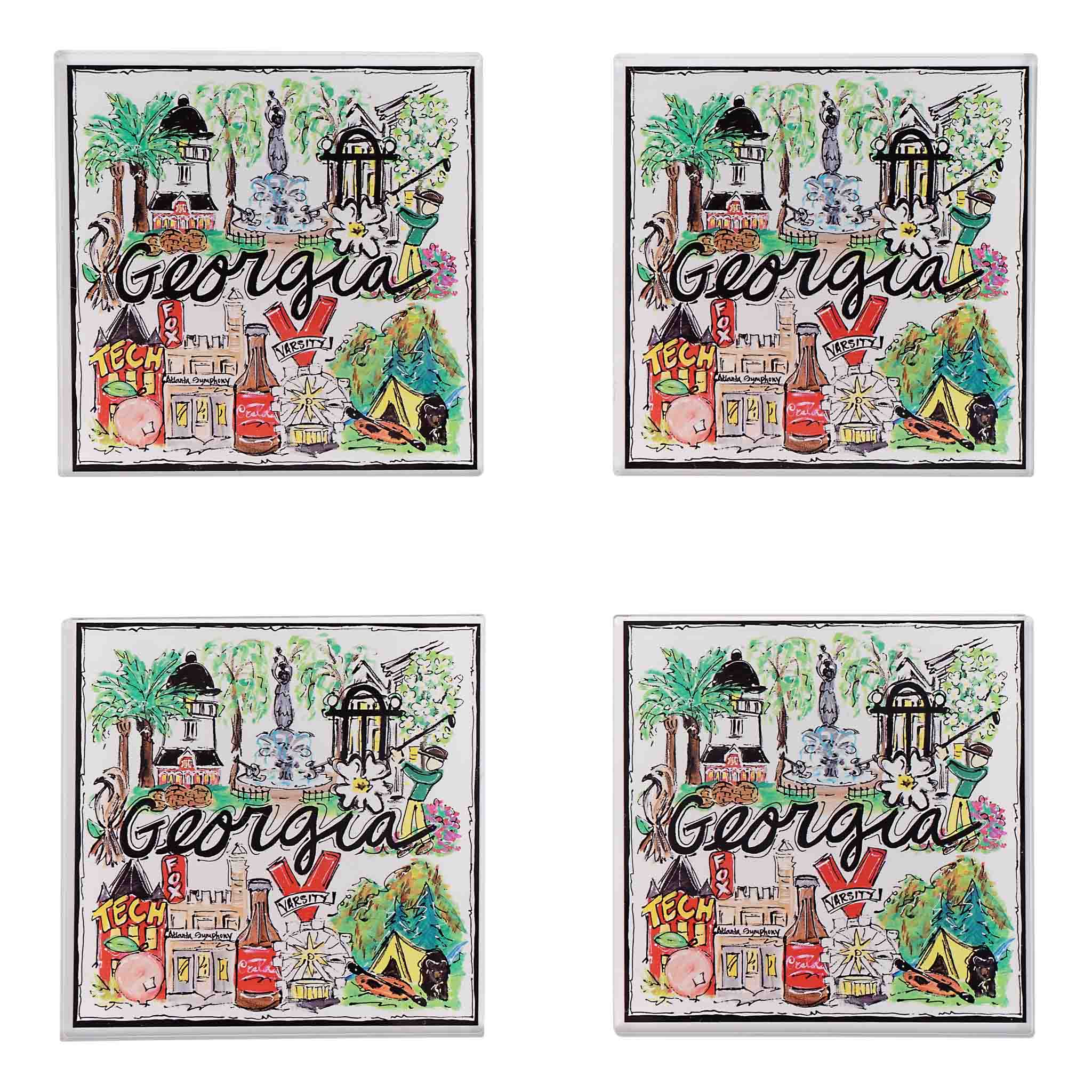 Glory Haus - State of Georgia Icon Acrylic Coaster Set/4