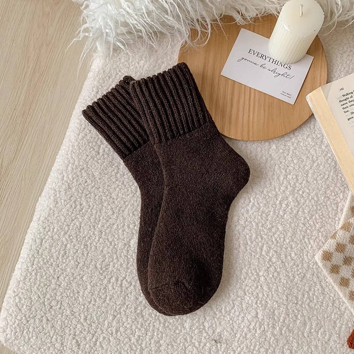 Thick Crew Socks Women Winter Warm Cozy