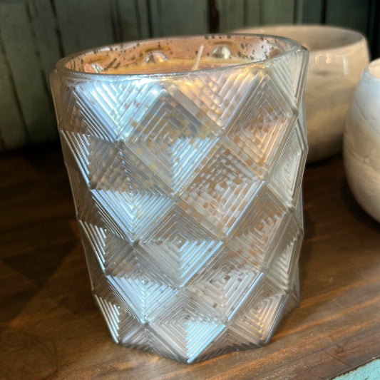 Candle in Angular Diamond Pattern jar.