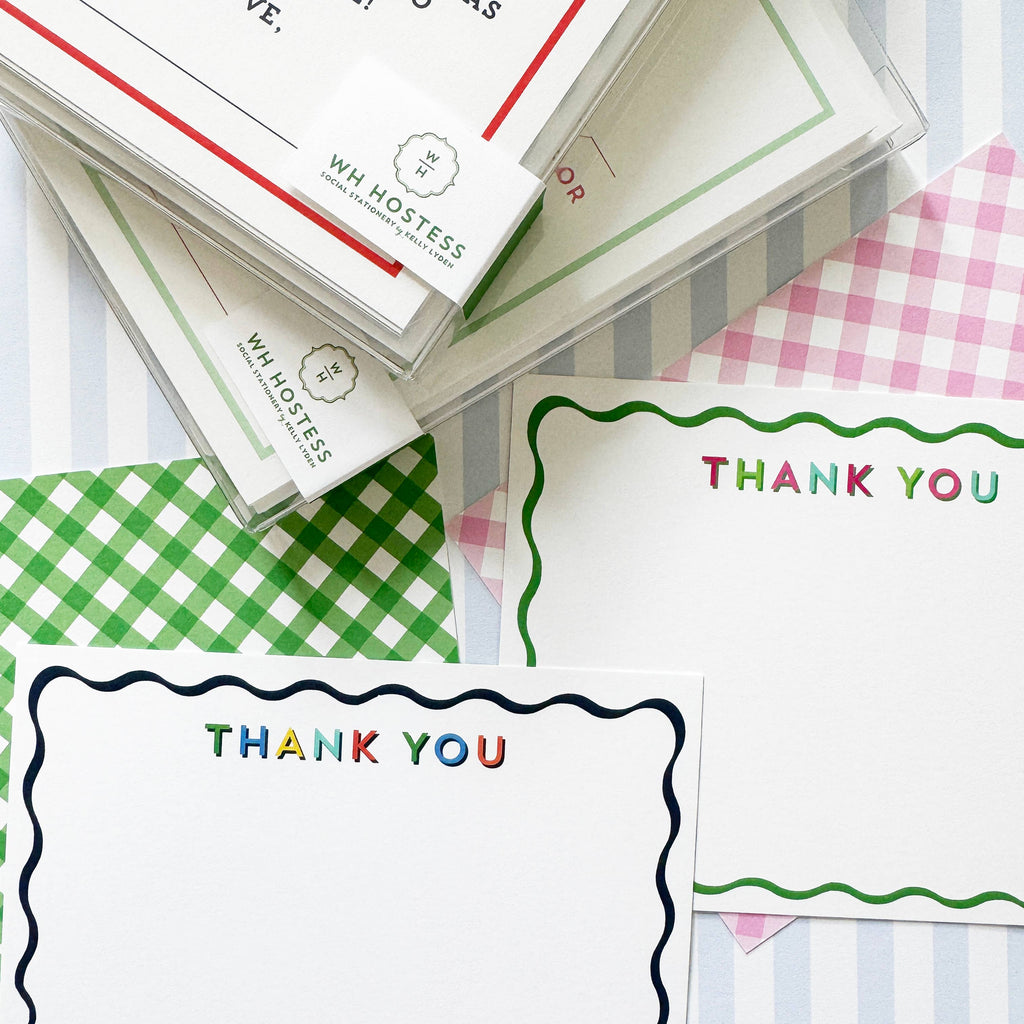 Flat Notecard | Green Scallop "Thank You"