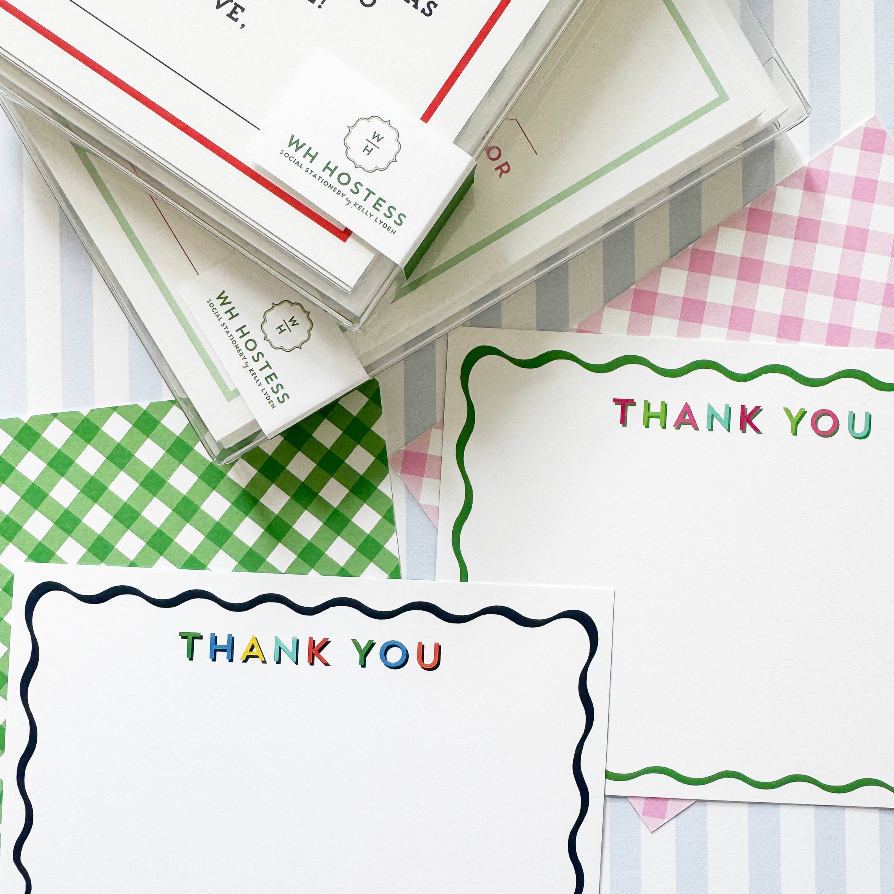 Flat Notecard | Green Scallop "Thank You"
