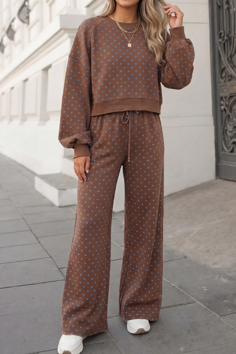 Aapparella - Polka Dot Print High Waist Pants Set | S-XL Plus 1X-4X