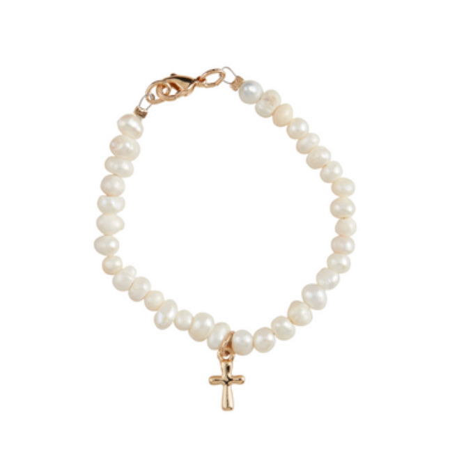 Children’s Boxed Pearl Cross Bracelet