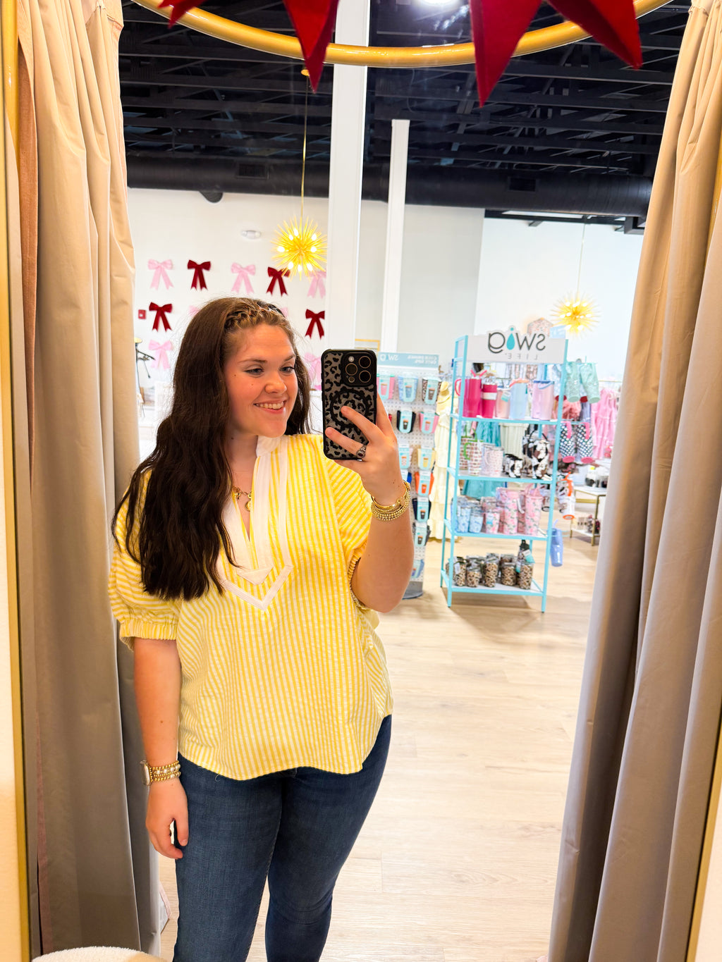 Striped short dolman sleeve top