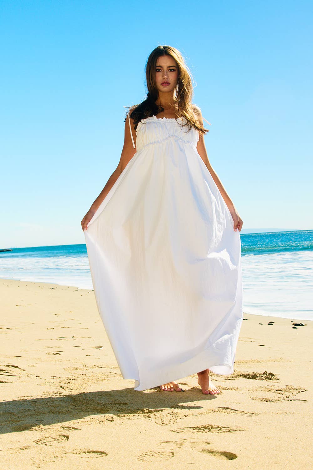 Smocked Bodice Cotton Maxi Dress