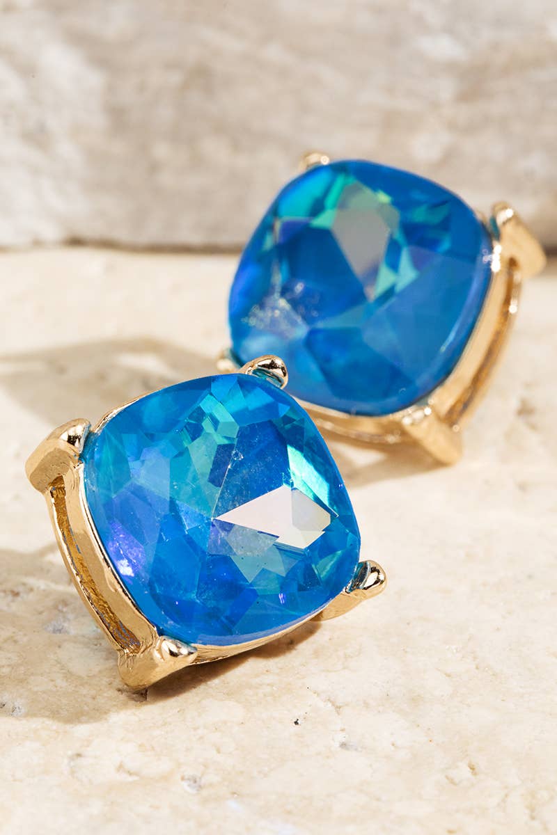 Faceted Glass Stud Earrings