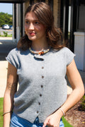 RAW EDGE SLEEVELESS LIGHTWEIGHT CARDIGAN