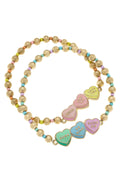 Conversation Hearts and Ball Bead Stretch Bracelets