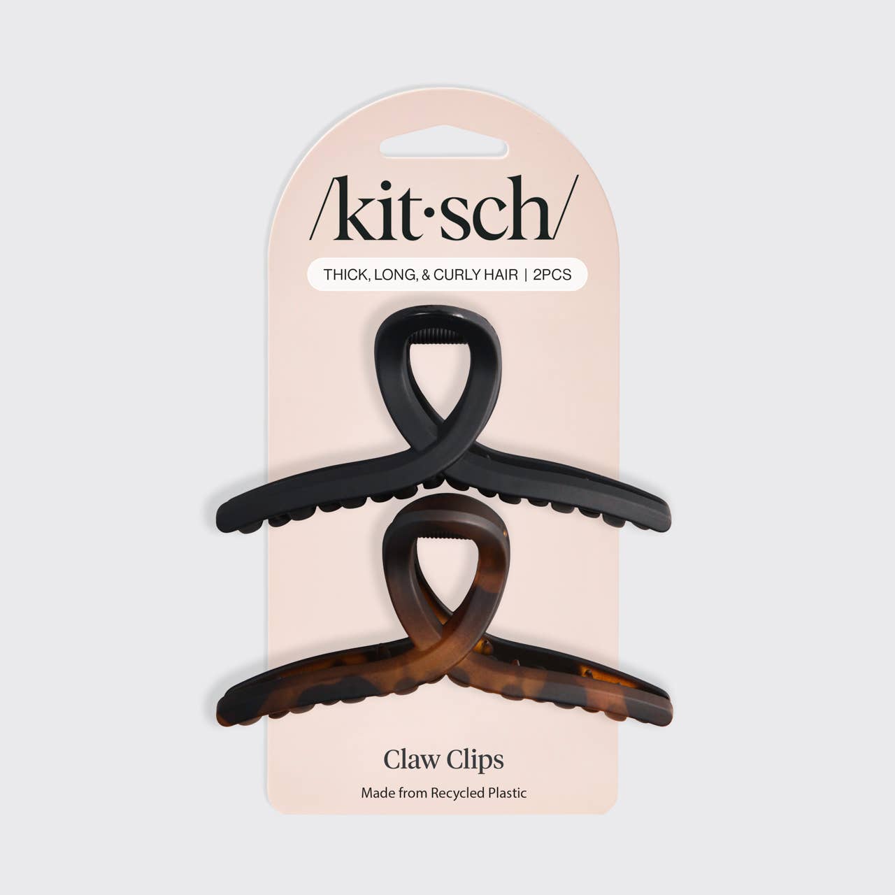 KITSCH - Recycled Plastic Large Loop Claw Clips 2pc - Black & Tort