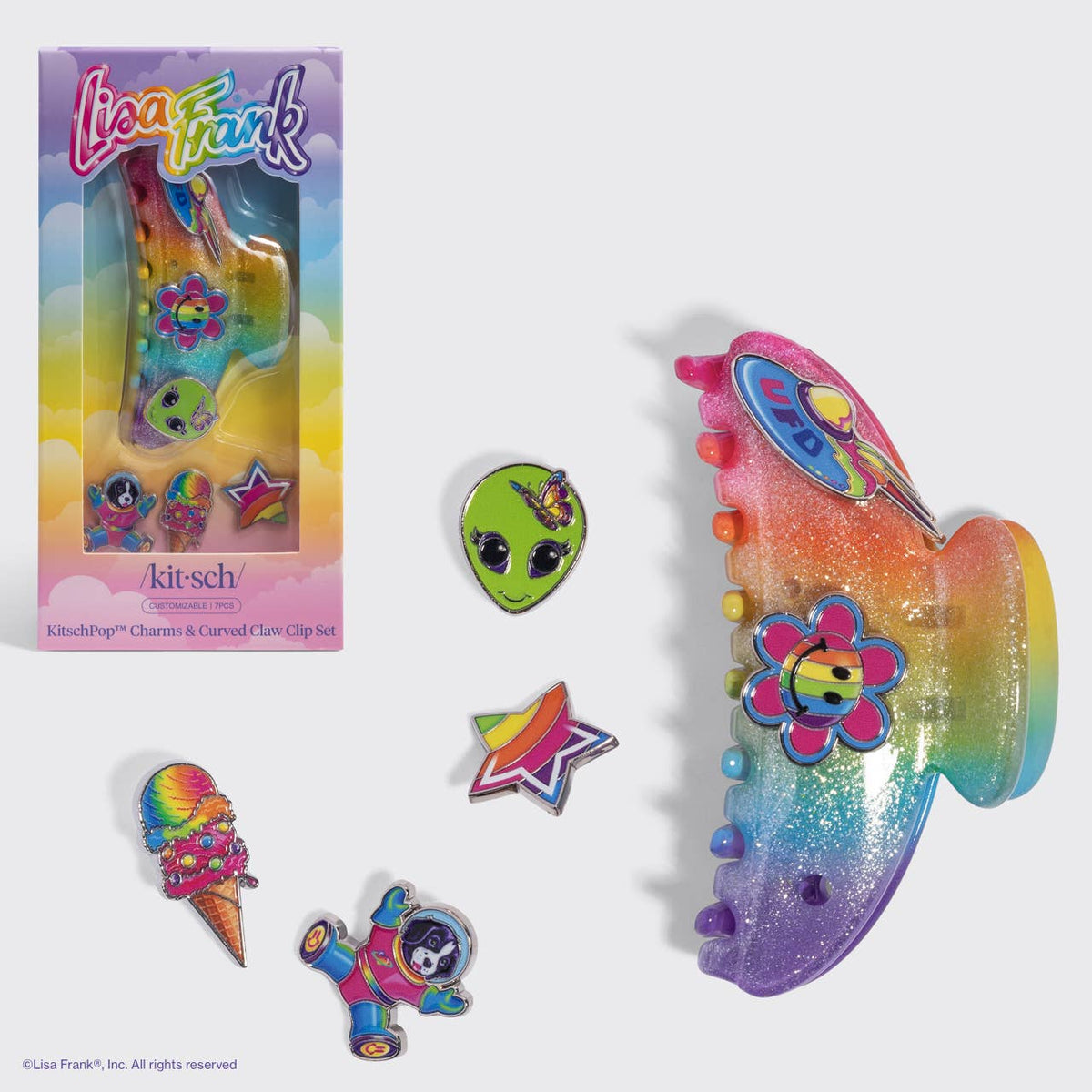 KITSCH - Lisa Frank x Kitsch KitschPop Curved Claw Clip 7pc Set - Fantastic World of Lisa Frank