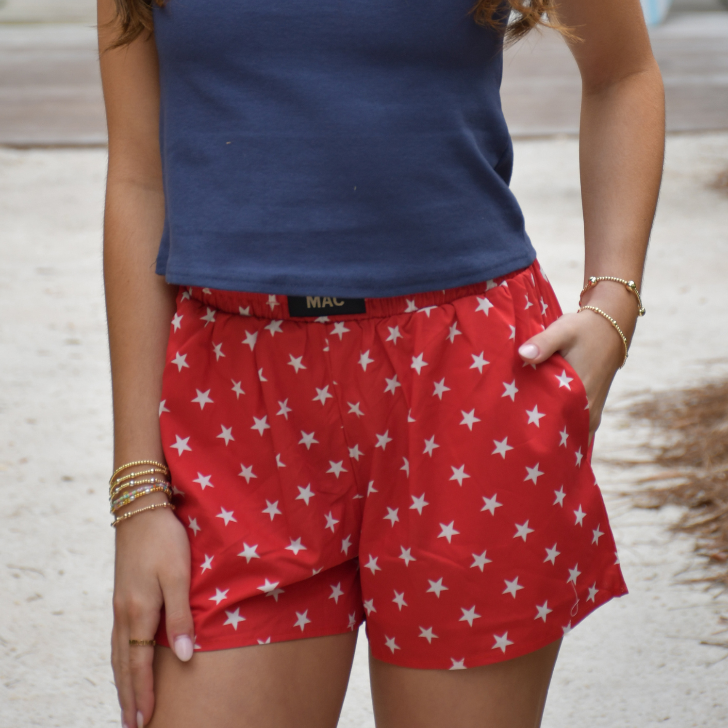Girlie Girl Originals - LM-SH-1002 RED  STAR BOXER SHORT