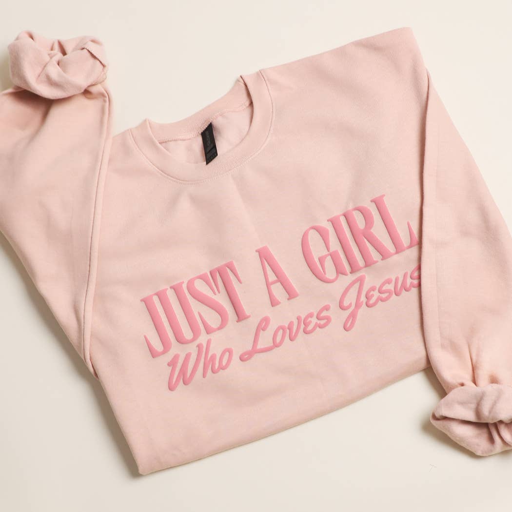 Fashion City - JUST A GIRL WHO LOVES JESUS PUFF MIDWEIGHT Sweatshirt