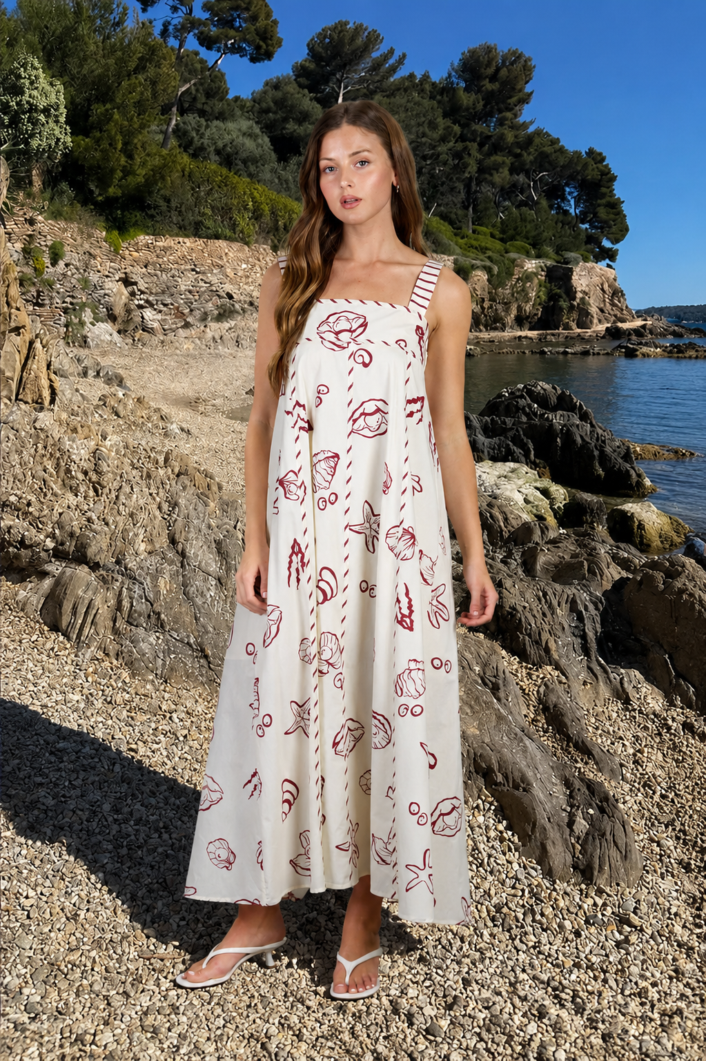 Blu Pepper - NAUTICAL EMPIRE WAIST SLEEVELESS MAXI DRESS