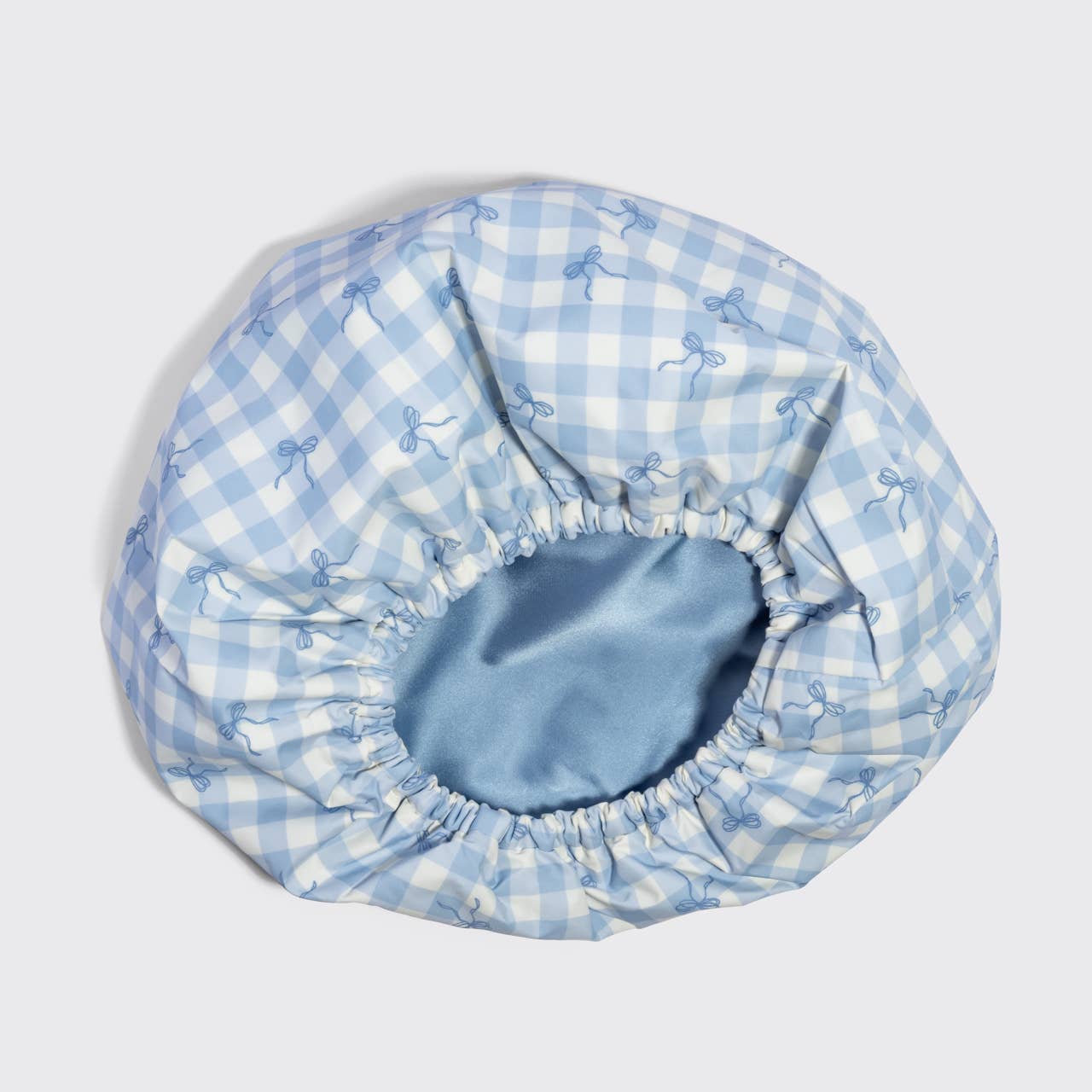 KITSCH - Satin Lined Flexi Shower Cap - Gingham Blue
