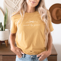 Faith & Life Christian Brands - Saved By Grace Easter Spring Women's Christian Bow T-Shirt