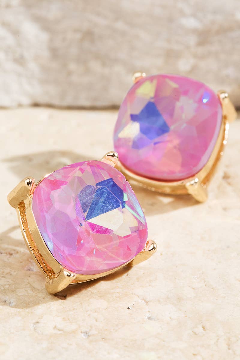 Faceted Glass Stud Earrings