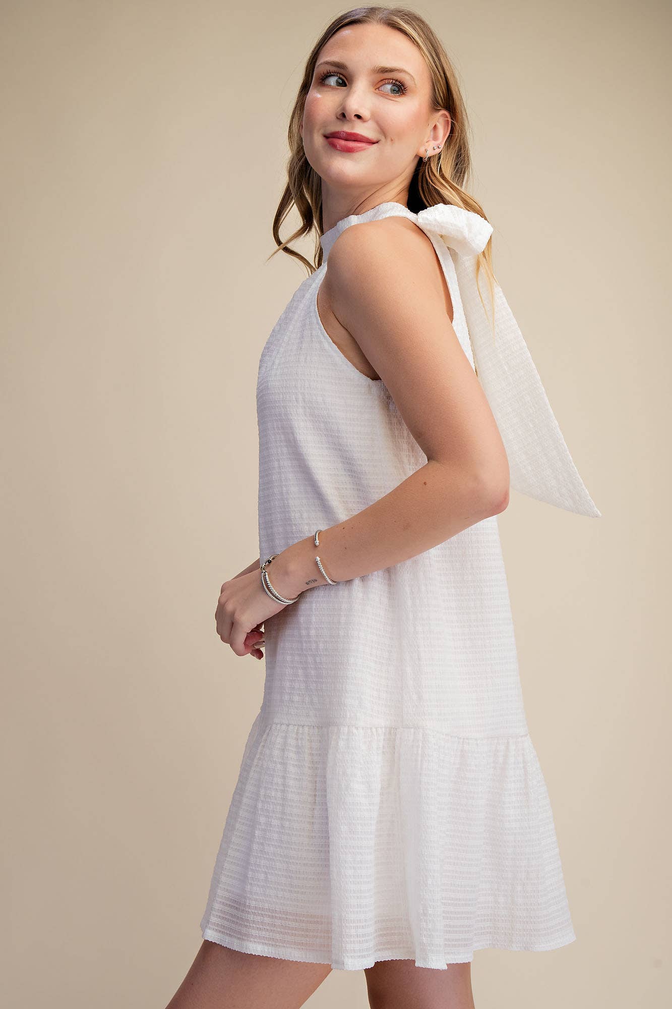 Glam - Bow Neck Halter Mini Dress