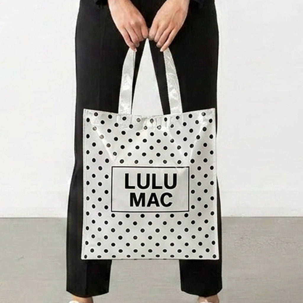 Girlie Girl Originals - LM-BG-1004 REUSABLE TOTE-WHITE BLACK DOTS