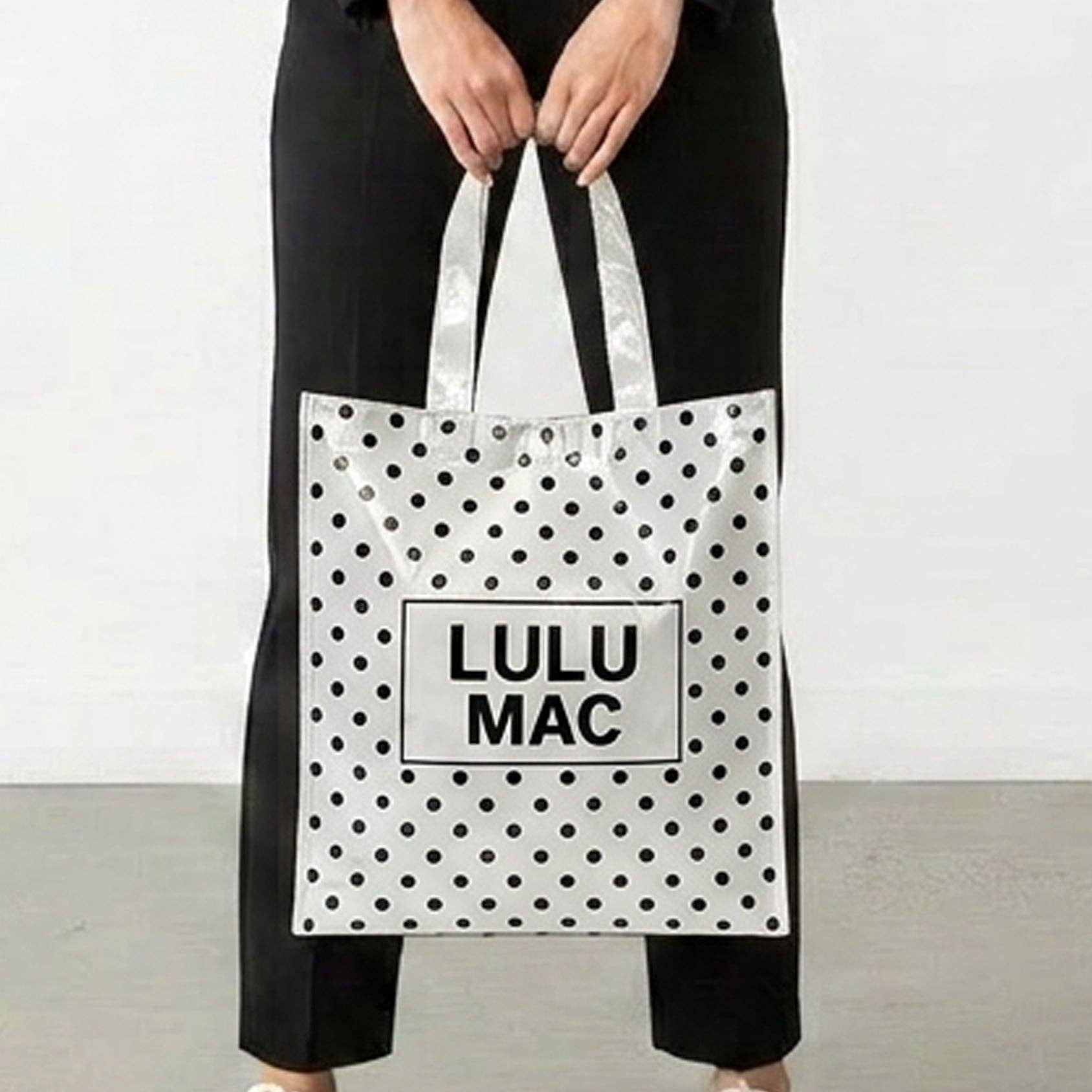 Girlie Girl Originals - LM-BG-1004 REUSABLE TOTE-WHITE BLACK DOTS