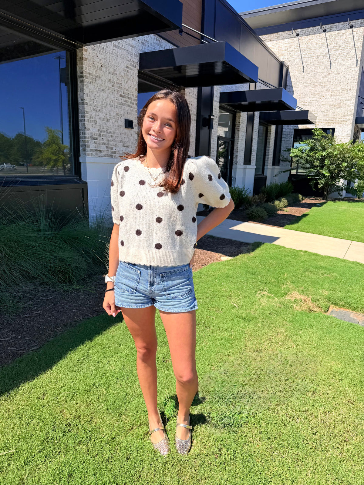 Polka Dot Short Sleeve Top