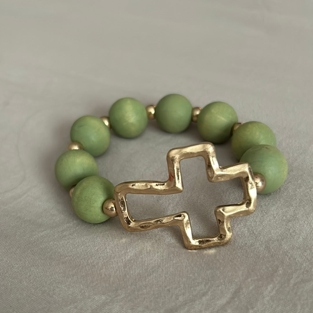 Large Beaded Cross Bracelet