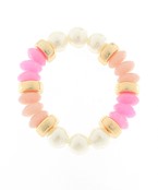 Double Pearl & Color Rondelle Beads Bracelet