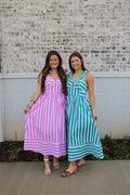 Striped Shaped Bust Midi Dress