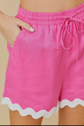 Ric Rac Trim Solid Shorts