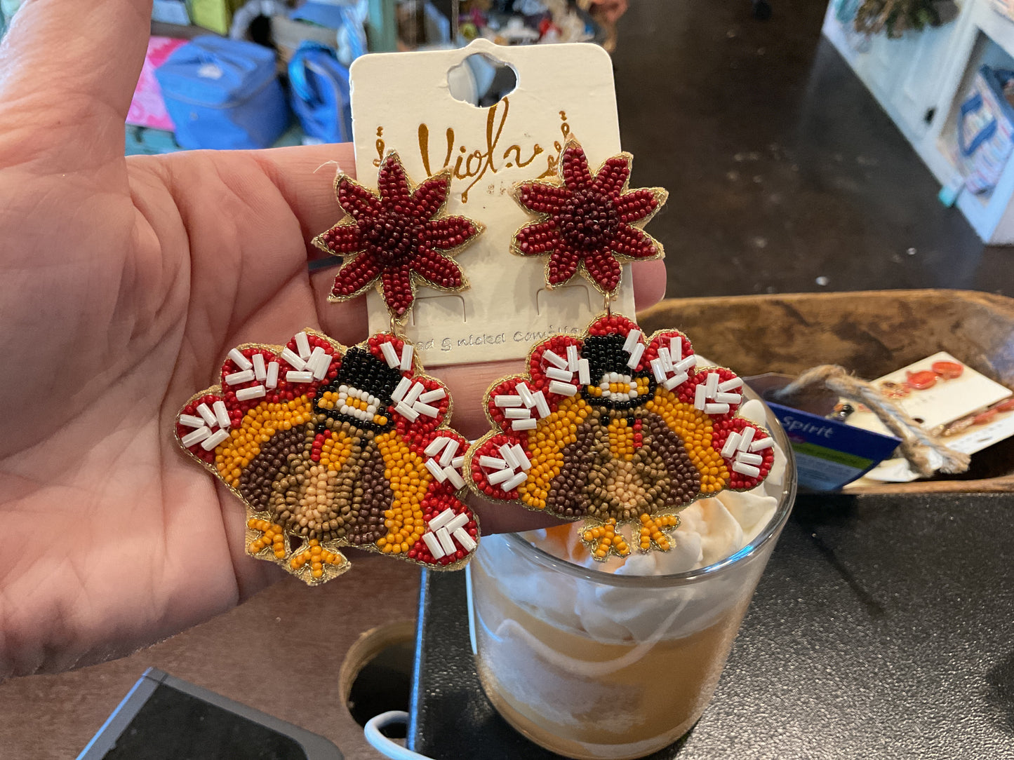Beaded Turkey Earrings
