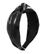 Black Top Knot Patent Leather Headband.