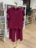 Magenta Ruffle Sleeve Set